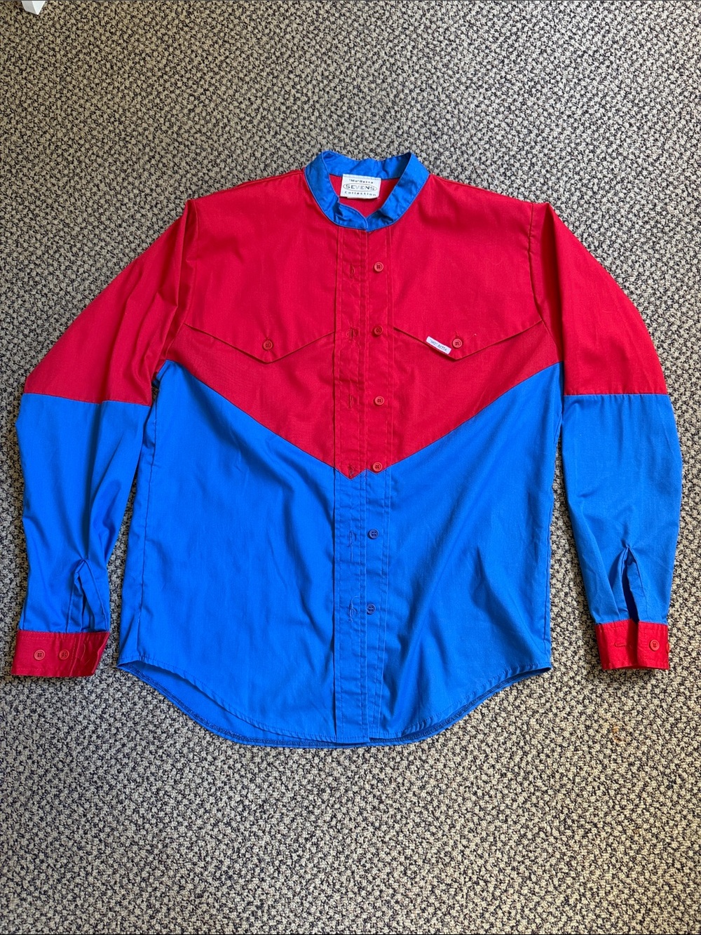 “Mo” Betta Sevens Garth Brooks Red and Blue Colorblock Button-Down Shirt